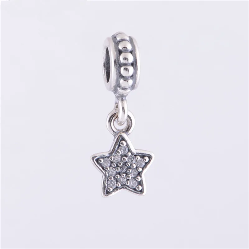 925 Sterling Silver Stars Dangle Charms Beads For Jewelry Making Fit necklace pendants DIY four colors fine jewelry DA055