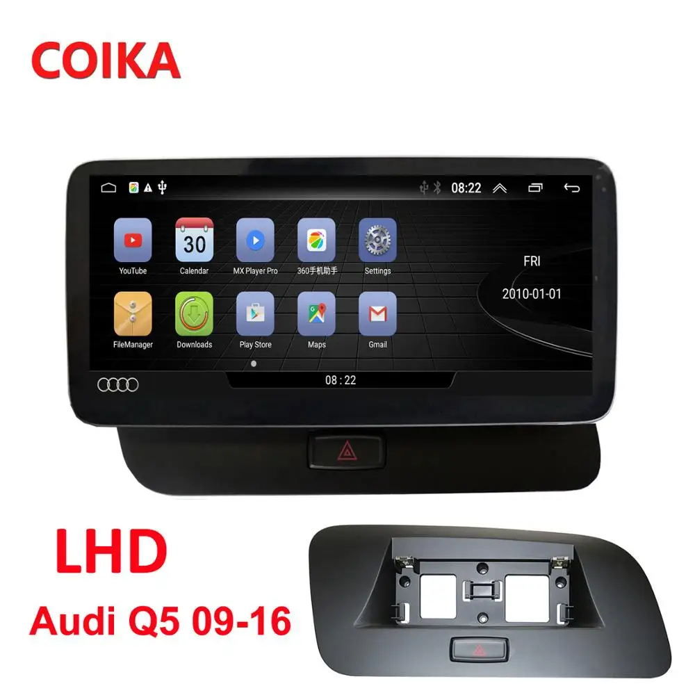 COIKA 10,2" ips экран Android 9,0 Автомагнитола стерео для Audi Q5 09-17 gps Navi приемник видео плеер 1080P Carplay BT 2+ 32G ram