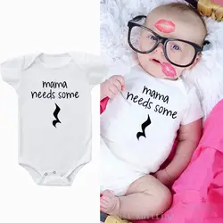 Европейский и американский Детский боди с короткими рукавами для новорожденных; комбинезон для мамы; музыкальная одежда с принтом для