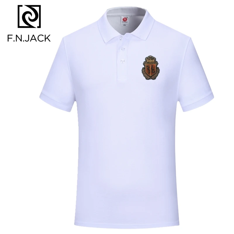 F.N.JACK, Мужская классическая рубашка поло, ручная работа, тренд, короткий рукав, топ, модный, патч, дизайн, поло, не скатывается