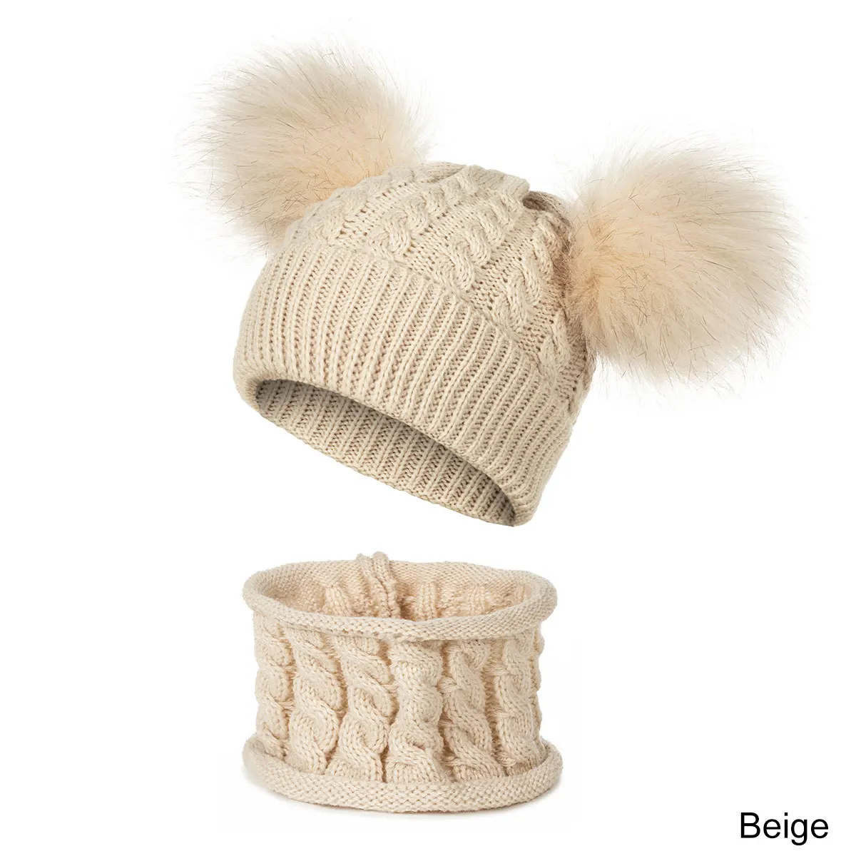RUINPOP детская шляпа, шарф вязаная зимняя шапка бини для мальчиков и девочек; хлопковая зимняя Лыжная Шапочка Кольцо с помпоном шарф - Цвет: C