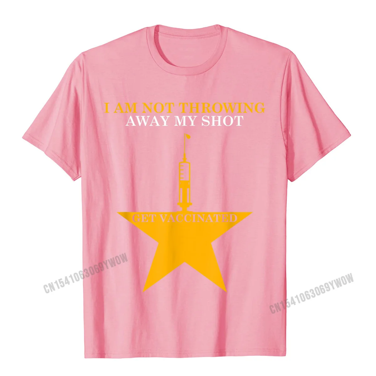 Design Custom Summer All Cotton Crewneck Men Tops Tees Summer T-shirts Faddish Short Sleeve Top T-shirts Drop Shipping Im Not Throwing Away My Shot Get Vaccinated Funny Nurse T-Shirt__106 pink