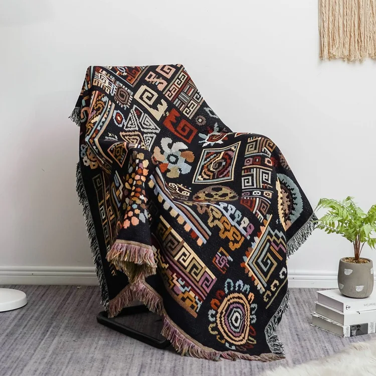Blanket Double sided jacquard sofa blanket cover multifunctional sofa towel Bedspread Picnic mat rug