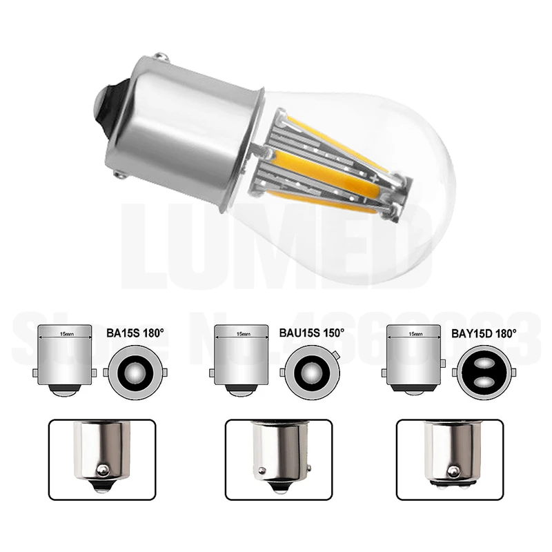 100x1156 P21W BA15S 1157 BAY15D BAU15S светодиодный COB филаментный чип автомобильные тормозные огни автомобильная лампа заднего хода парковочная лампа