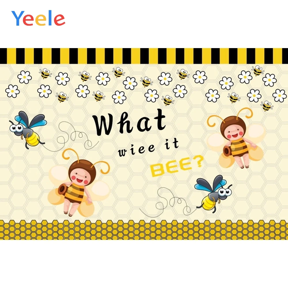 

Cartoon Honey Bee Backdrop Newborn Baby Shower Kids Birthday Party Photography Background Photo Studio Photobooth Photophone