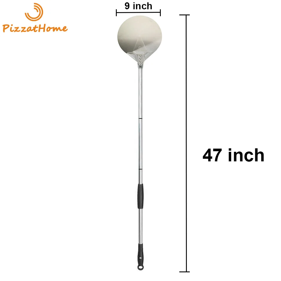 PizzAtHome 47 Inch Removable Turning Peel Round Pizza Turning Shovel Stainless Steel Turning Pizza Peel Paddle Long Pizza Tool