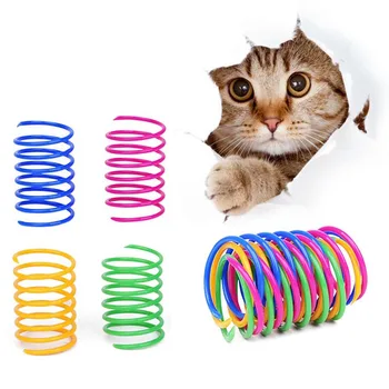 4 sztuk Cat kolorowe wiosna zabawki kreatywne z tworzywa sztucznego elastyczny kot cewki zabawka kot interaktywna zabawka zabawka kot zabawna zabawka zwierzęta domowe są przysługę zabawki produkt dla zwierząt tanie i dobre opinie Zabawki do gryzienia CN (pochodzenie) cats
