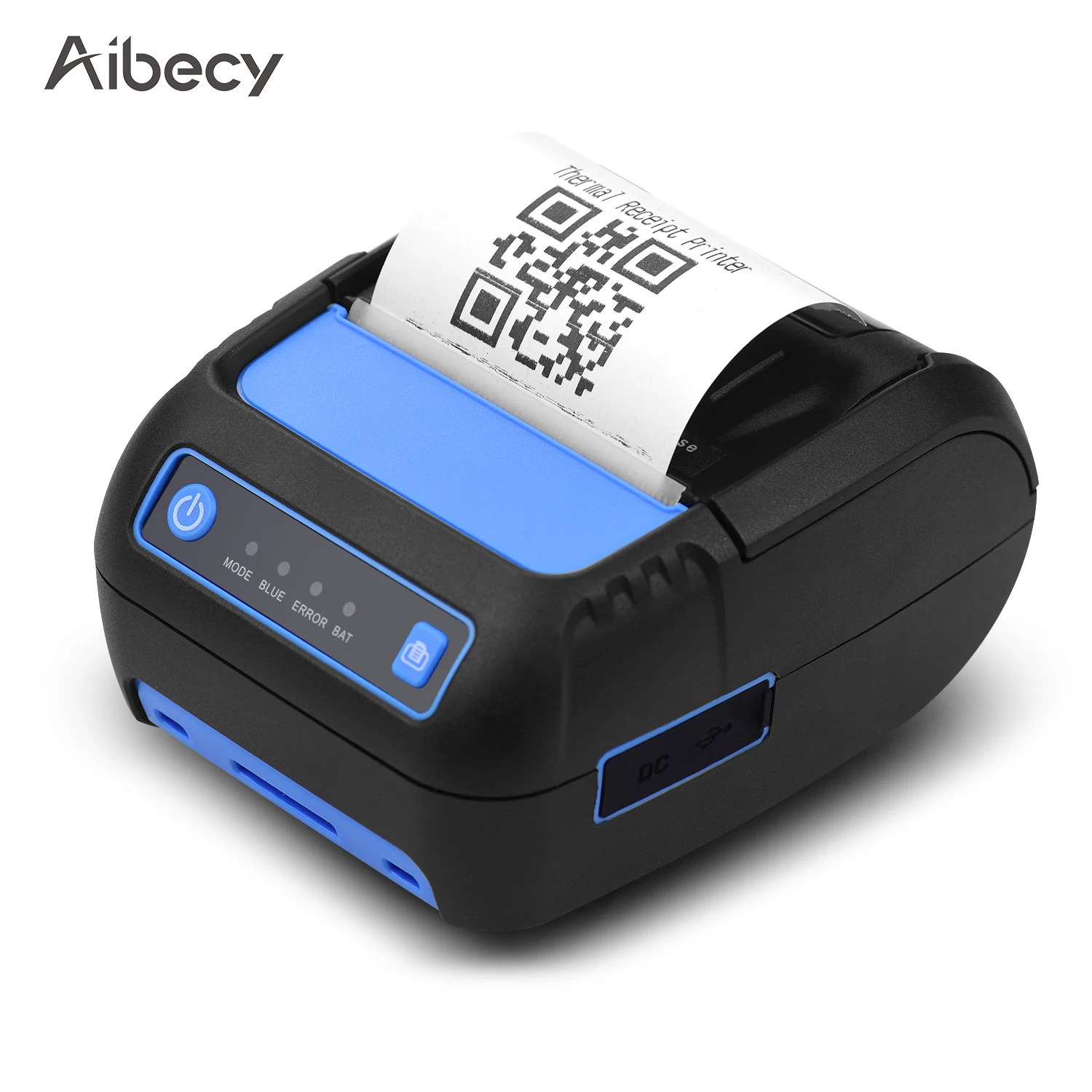 Aibecy портативный 58 мм Термопринтер портативный принтер штрих-кодов USB BT соединение беспроводной с 2 рулонов бумаги внутри