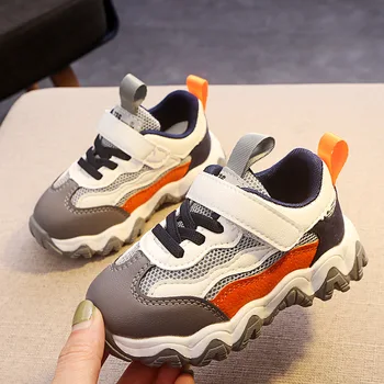 

Fashion Casual Sneakers Kids Children Shoes for Boys Girls Autumn Air Mesh Breathable Soft Rubber Patchwork Kids Sports Shoes