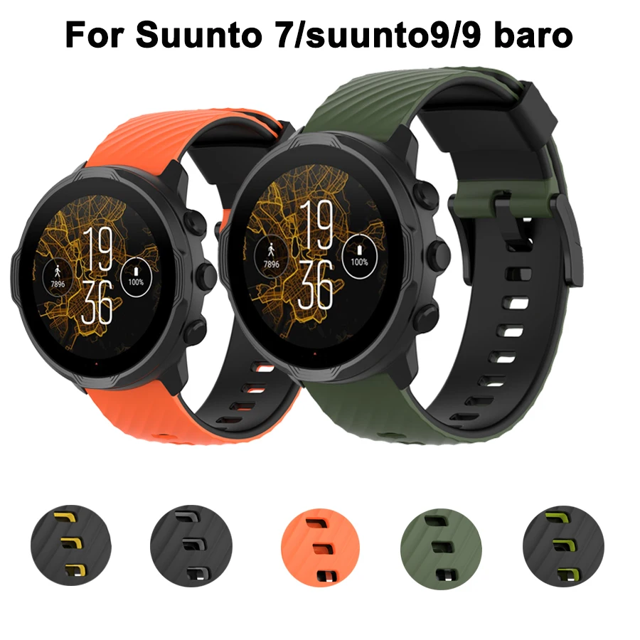 Bracelet Silicone Remplacement Pour Suunto 9/7/D5/Spartan - 24mm - Boucle Métal - 180-220mm Montre Suunto