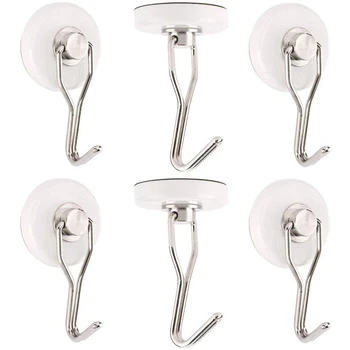 

4/6pcs Swivel Swing Powerful Magnetic Hooks 9.3lbs Strong Heavy Duty Neodymium Magnet Hooks for Refrigerator Home Kitchen