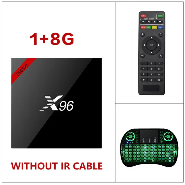 1G 8G Add i8 Backlit ТВ-приставка X96 S905W Android 7,1 1 ГБ/8 ГБ 2 ГБ/16 ГБ Amlogic S905W четырехъядерный H.265 4K 2,4 ГГц WiFi смарт-медиаплеер телеприставка - Цвет: 1G 8G Add i8 Backlit