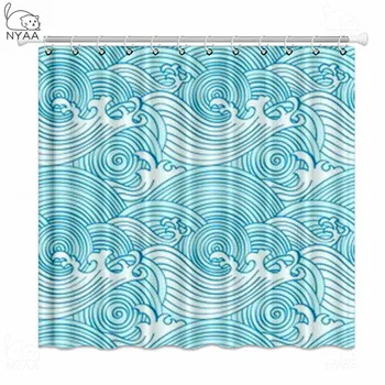 

NYAA Wave Series Shower Curtain Waterproof Curtain Polyester Fabric Printing Bath Curtain For Bathroom Decor Shower With Hooks