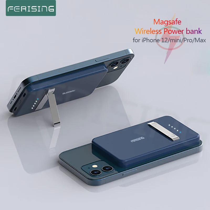 FERISING 15W Qi Wireless Mag safe Portable 5000mah Battery Charging For iPhone 12 mini Pro Max Mini Power Bank Magnetic Charger | Мобильные