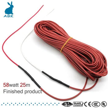 

12K 25m 58w carbon fiber silicone rubber heating cable soft tough radiation-free heating wire warm Heat cable Electric heat