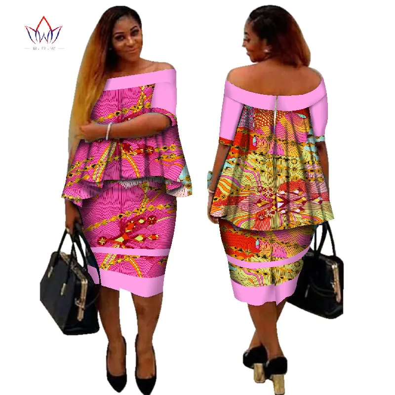 6 Африканский dashiki печати Женская одежда Двойка Топы корректирующие и Для тела кукурузы юбка Дизайн Мода г. плюс Размеры bintarealwax WY2890 - Цвет: 6