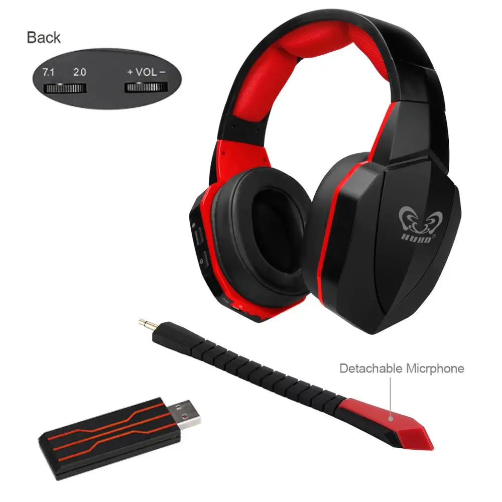 HUHD 2.4G Wireless Gaming Headset W/Mic Stereo Gaming Headphones Deep