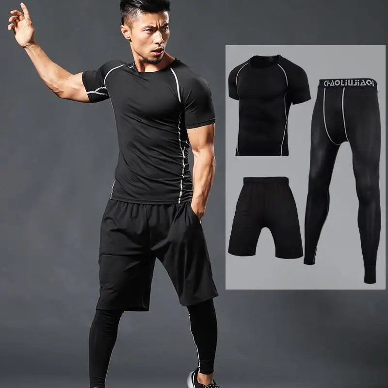 

Men Sportswear Compression Sport Suits Quick Dry Running Sets Clothes Sports Joggers Training Gym Fitness Tracksuits Running Set