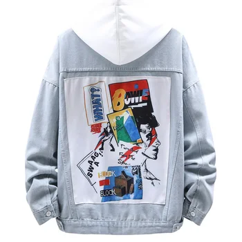 

Spring 2020 fashion denim jacket men bomber military motorcycle jacket men's beauty printed pilot bomber jacket mens cowboy coat