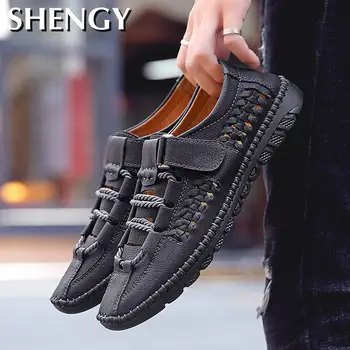 

Men's Casual Shoes Men Shoes Fashion Sneakers Leather Loafers Flat Handmade Breathable Moccasins Designer Style Walking Shoes