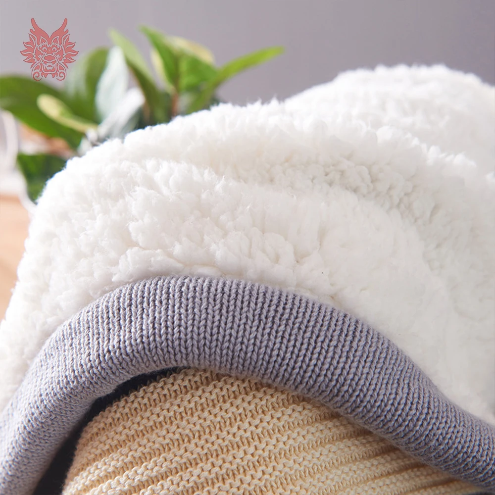 Europe rectangle style winter thick lambskin cotton striped blanket for bed sofa chair frazadas para cama battaniye SP5803