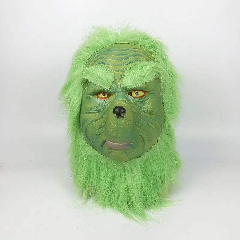 Рождество Косплей Grinch Маска латекс с волосами события реквизит Вечерние Маски мяч костюм для мероприятия шлемы реквизит Рождественские украшения - Цвет: Grinch B