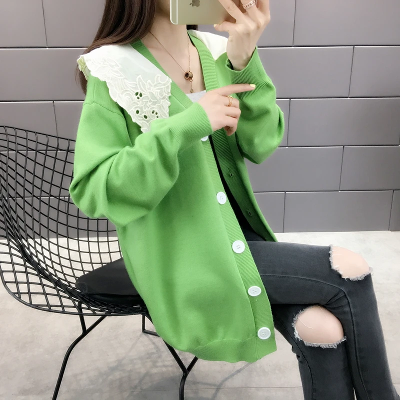 Best Price 2020 OHCLOTHING 9196 New Style Lace splicing V-neck knitted cardigan coat 71 Best Price 2020 OHCLOTHING 9196 New Style Lace splicing V-neck knitted cardigan coat 71