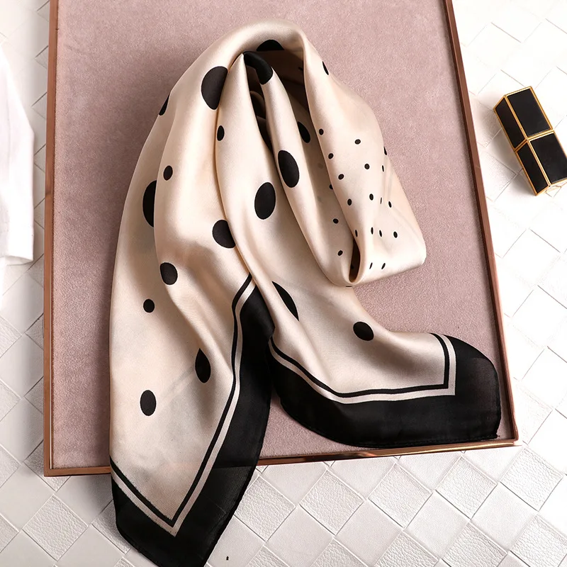 New Silk Scarf Retro Grids Carriage Printed Women Shawl Satin Squares Head Bag Decorative Scarves |