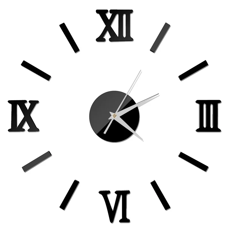 New Clock Watch Wall Clocks 3D DIY Acrylic Mirror Stickers Home Decoration Living Room Quartz Needle Wall Clock - FRISHAY