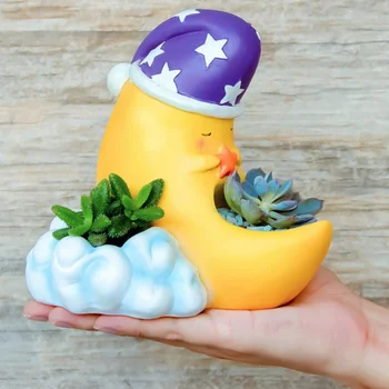 

Moon Shaped Flower Pot Resin Container Planter Flowerpot For Home Garden Office Desktop Decoration Gift