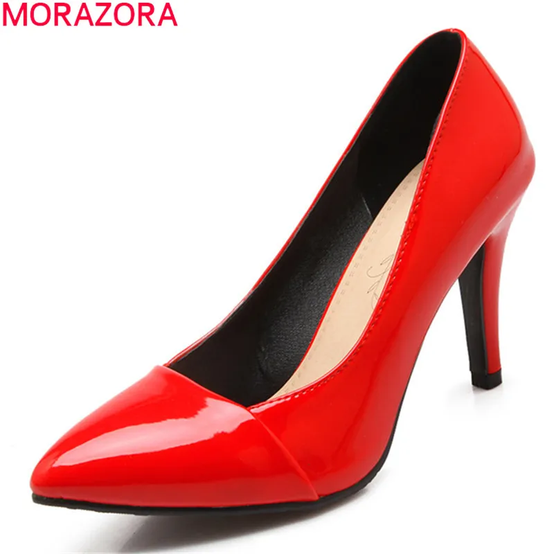 MORAZORA/; Простые модельные туфли; модные женские туфли на высоком каблуке-шпильке с острым носком; летние женские туфли-лодочки; большие размеры 33-43