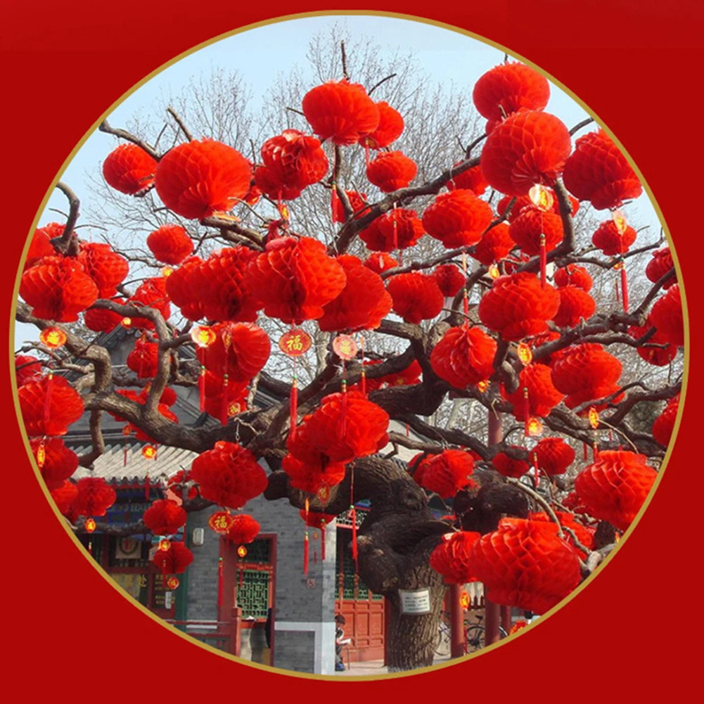 

10 Pieces Chinese Red Paper Lanterns Festival Decorations for New Year, Spring Festival, Wedding