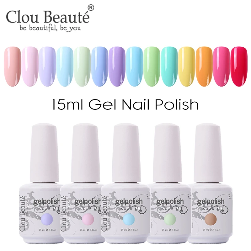 Clou Beaute 15ml Gel de esmalte de todos para manicura Semi permanente Vernis Gel LED UV barniz laca de Gel para remojo pintura de uñas Gellak