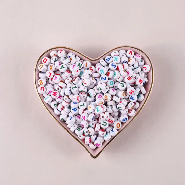 100/200/500pcs Heart Beads For Jewelry Making Acrylic Mixed Beads With Letters For Bracelet Handmade Diy Bracelet Necklace 2021 4x7mm 19
