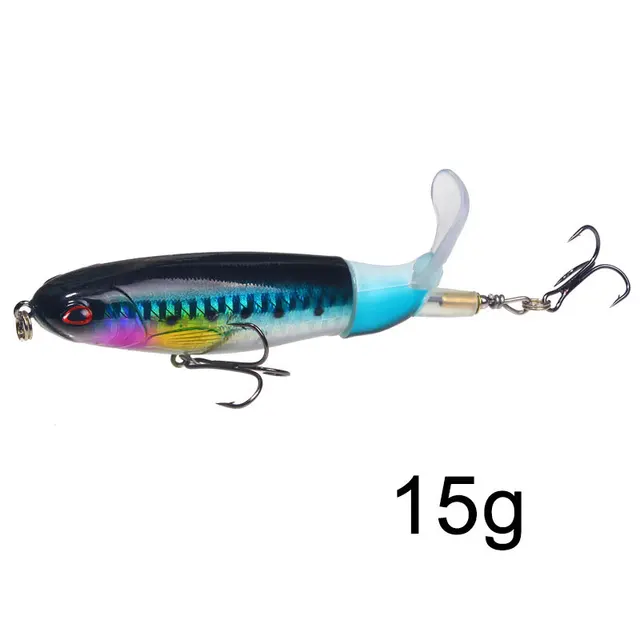 1 Pcs 10cm/14cm Topwater Fishing Lure Whopper Popper Artificial Bait Hard Plopper Soft Rotating Tail Fishing Tackle Fishing Bait Z03