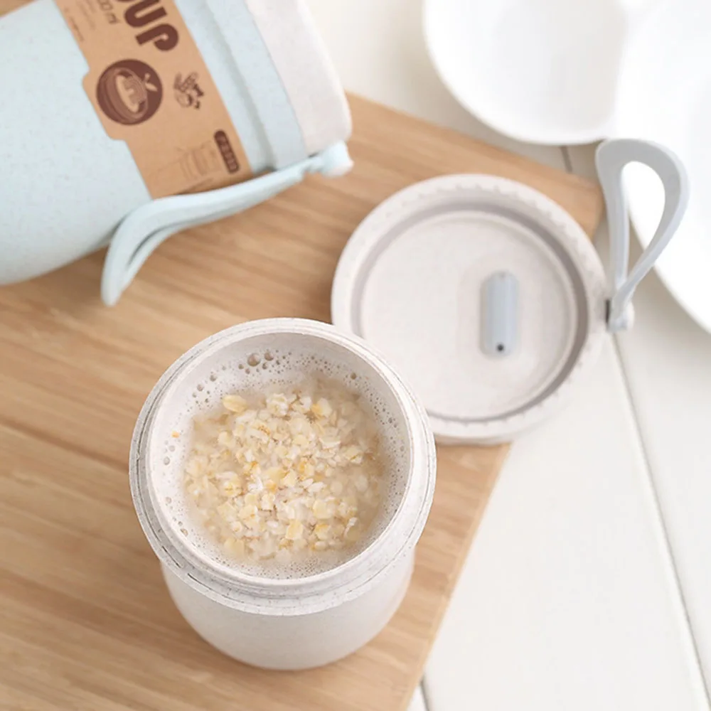 

300ml Portable Wheat Straw Lunch Breakfast Drink Porridge Cup Breathable Sealed Soup Cans Creative Work Soup Cup Lunch Box