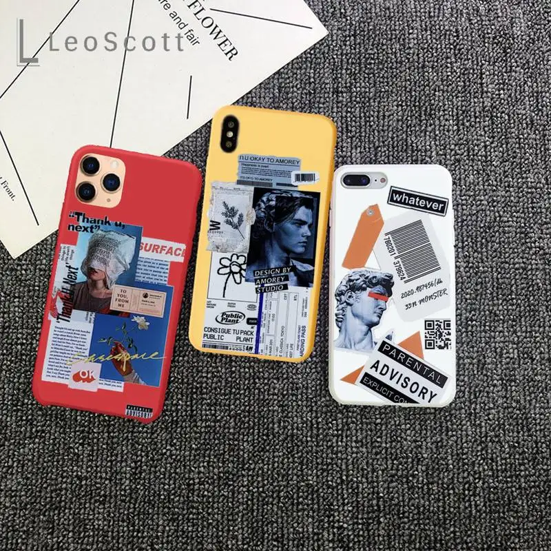 

Art statue mosaic pattern Phone Case Candy Color Phone Case for iPhone 11 12 mini pro XS MAX 8 7 6 6S Plus X 5S SE 2020 XR