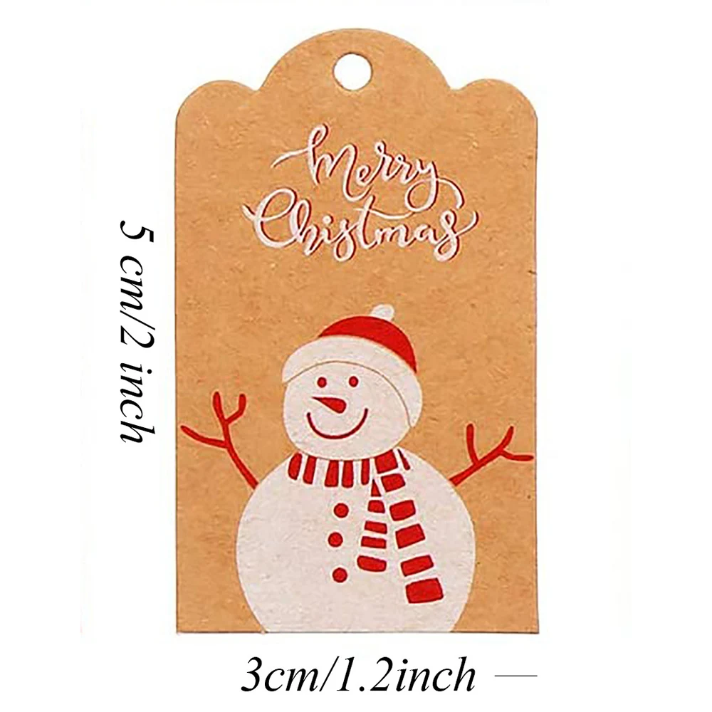 100pcs Merry Christmas Gift Tags Kraft Paper Card Hang Tag Christmas Party  Fa_xi