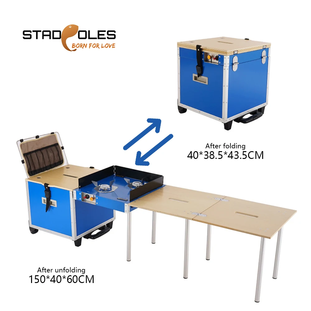 Переносной кухонный походный портативный складной стол с газовой плитой чемодан