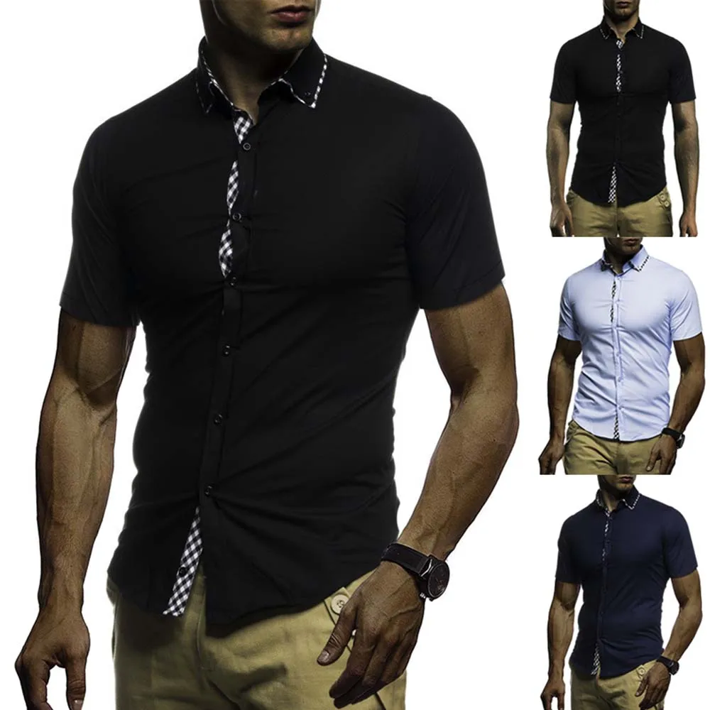 

CW Summer 2020 new short sleeve shirt in European size business casual large size foreign trade men's shirt cotton