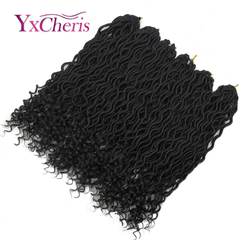 Вязание крючком богиня Locs волосы Faux Locs Curly крючком косы Омбре Синтетические плетение волос богемные дреды