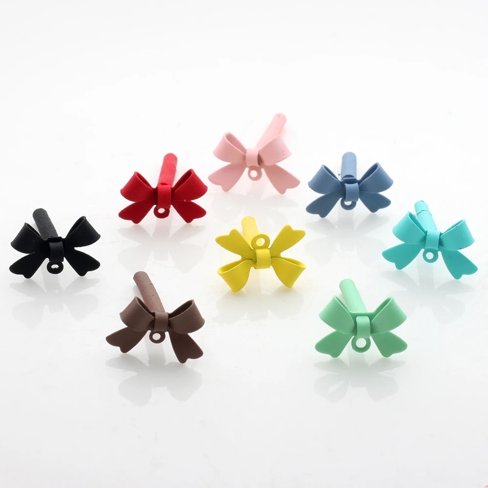 

Zinc Alloy Spray Paint Colourful Bow Knot Shape Base Earrings Connector 10pcs/lot For Fashion Jewelry Bulk Items Wholesale Lots