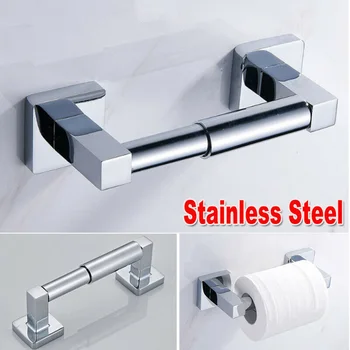 

Square Modern Bathroom Toilet Roll Holder in Chrome Wall Mounted Design