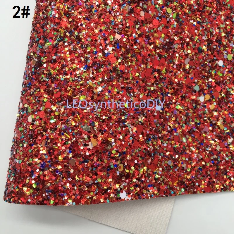 2PCS 21x29cm Chunky Glitter Leather PU Leather Synthetic Artificial for DIY accessories 6S02