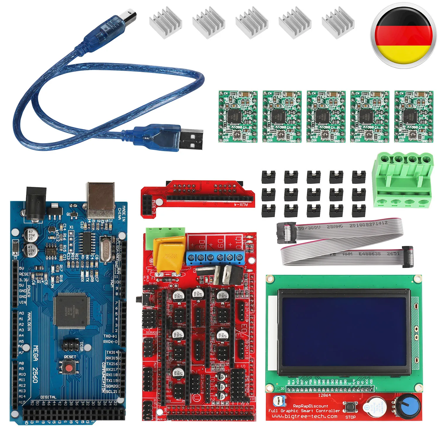 

Stepper Driver LCD Controller For RAMPS 1.4 Mega256 A4988 12864 Printer Kit Arduino Integrated Circuits