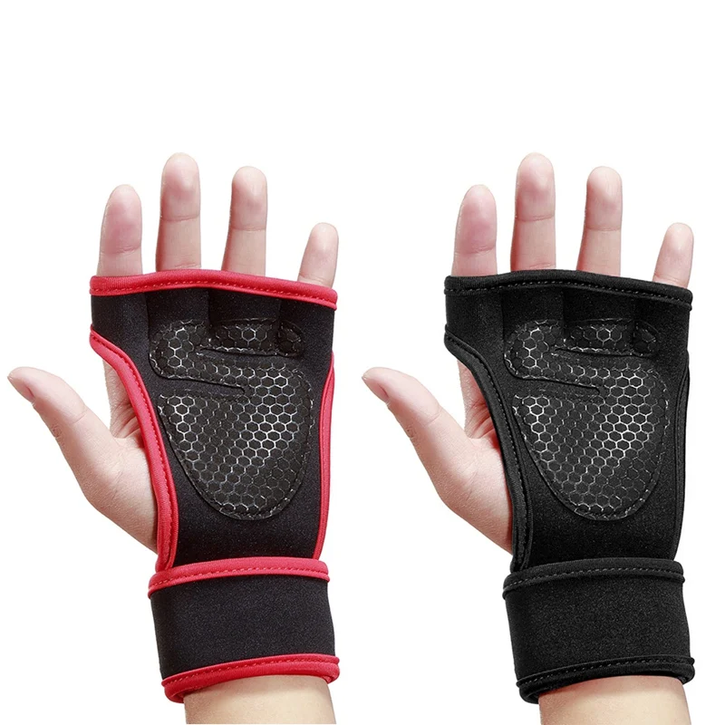 Outdoor Fitness Palm Protection Exercise Weightlifting Training Silicone Non-slip Gloves Sports Lengthened Wrapped Wristband Glo