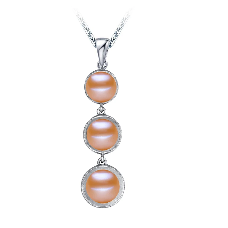 pink pearl pendant Настоящее 925 пробы, Серебряное жемчужное ожерелье, Подвеска для женщин, черно-белое натуральное жемчужное ожерелье, свадебный подарок - Цвет камня: pink pearl pendant