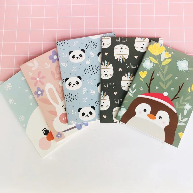 Mini cuaderno portátil de bolsillo, Regalo de Promoción de papelería, Kawaii, Panda, pingüino, conejo, 1 ud.