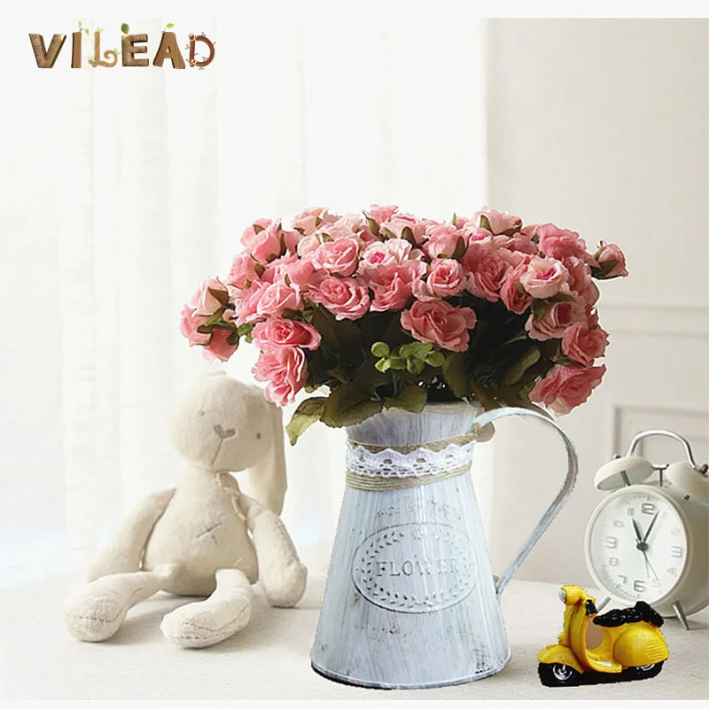

VILEAD 16cm Iron Flower Pot Retro Old Flower Barrel Flower Shop Display Handmade Hemp Rope Creative Photo Props Home Decoration