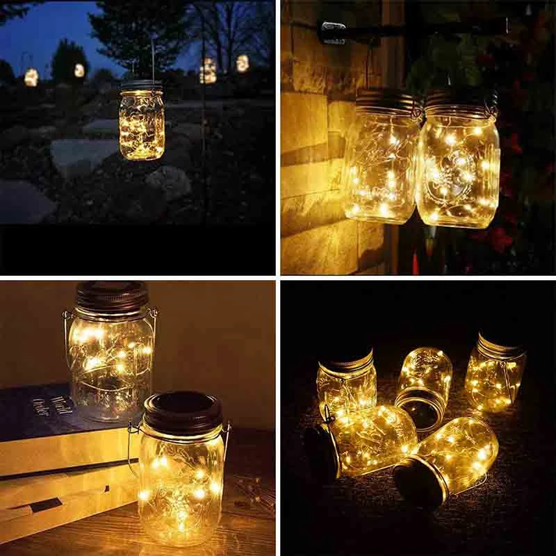 ELEG-Solar Mason Jar Light, 8 шт. в упаковке, 20 светодиодный, водонепроницаемый, феи, Светлячок, крышки, гирлянды с вешалками(без банок), патио, двор, Gard
